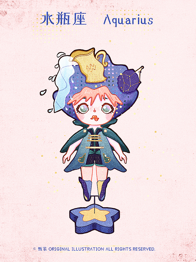 潮玩角色设计|复古风格12星座盲盒娃娃