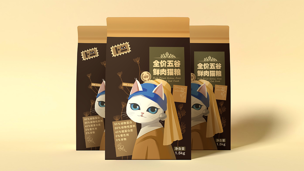 名画系列猫粮包装设计（图ZMzI0MzQ4NTU2） - 包装 - 站酷设计师伏茶兔原创素材 - 站酷ZCOOL