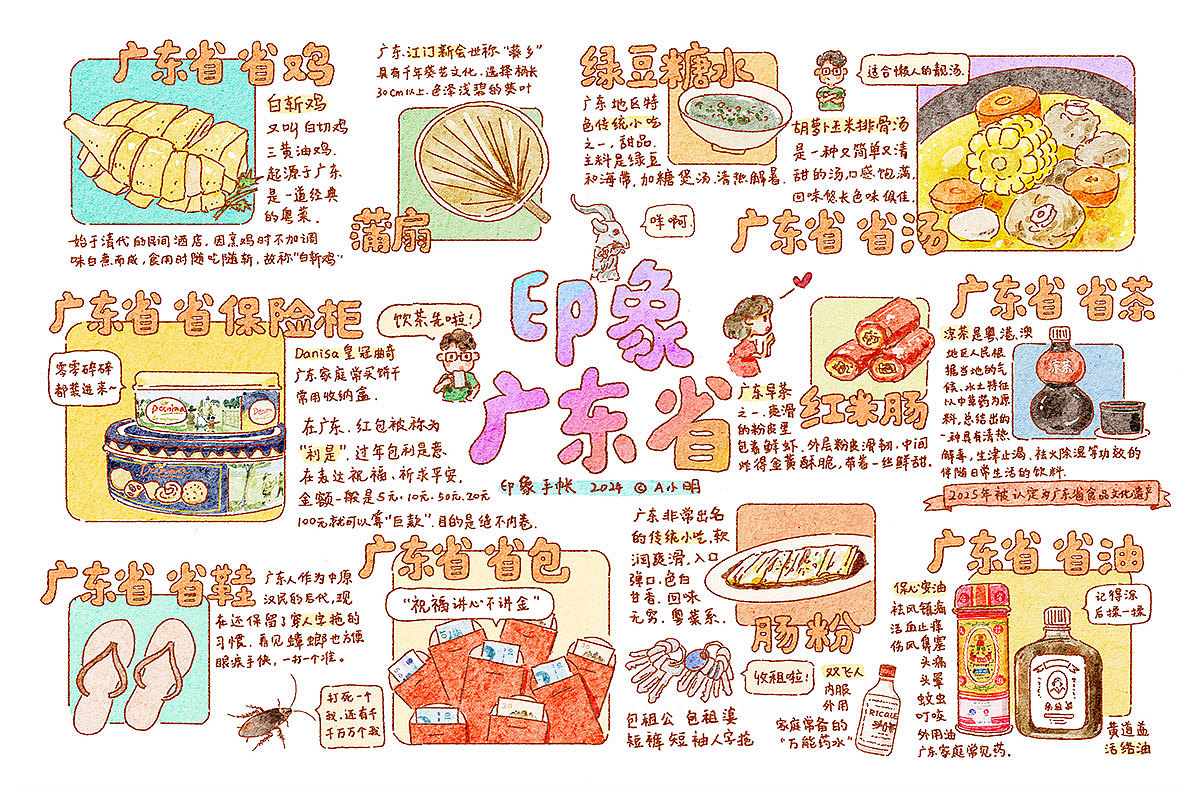 印象手帐 | 广东省特色 手绘水彩插画（图ZMzY4ODUxNDg0） - 商业插画 - 站酷设计师A小明原创素材 - 站酷ZCOOL