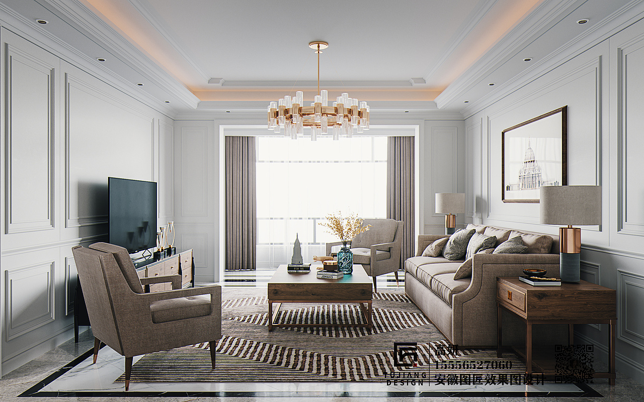 美式的平静自然优雅、大气通透体现得淋漓尽致