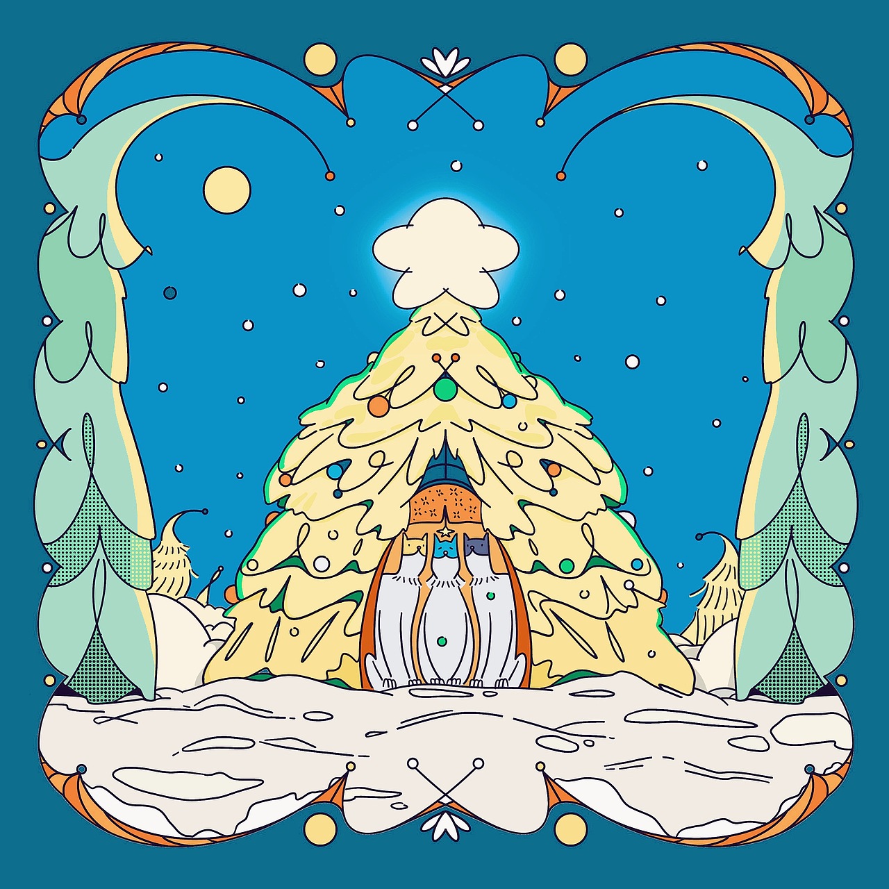 圣誕雪地上（圖ZMzI2MjM2NTM2） - 藝術(shù)插畫 - 站酷設(shè)計(jì)師西椰子原創(chuàng)素材 - 站酷ZCOOL