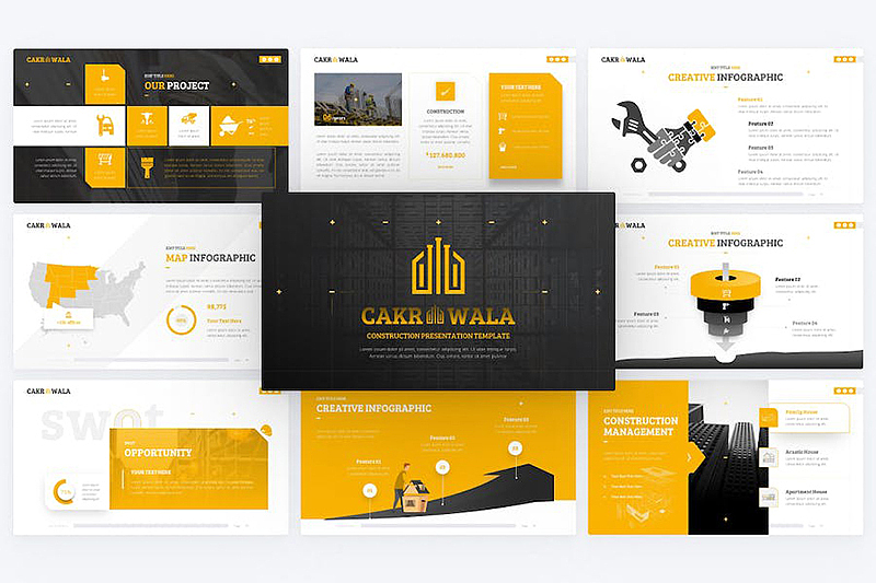 66页建筑建设工地施工展示总结分析报告国外PPT模板