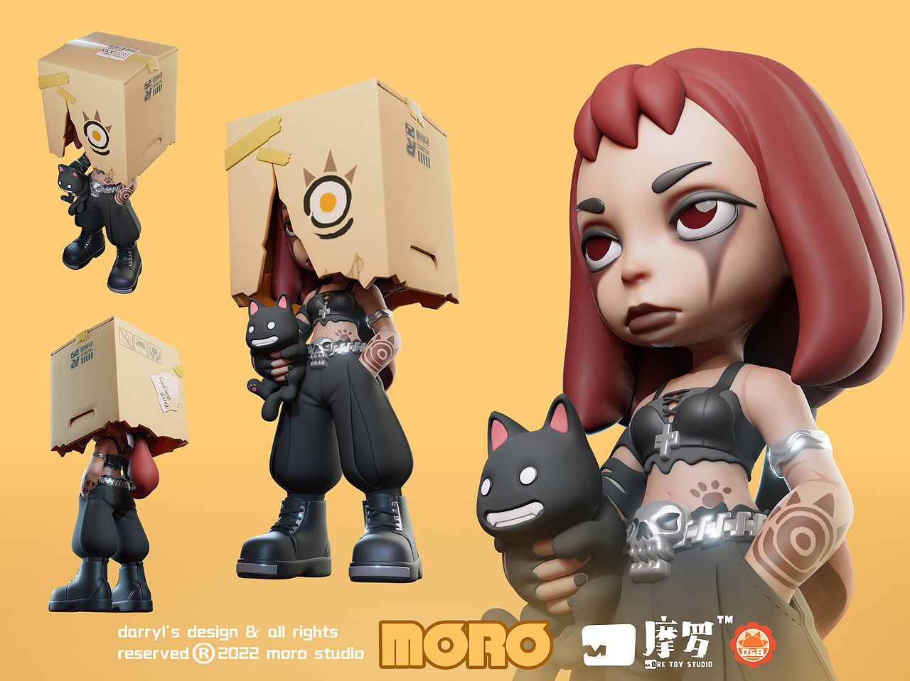 【潮玩设计稿】纸箱女孩和面具男孩（图ZMzIxMjcwNzAw） - 概念设定 - 站酷设计师夹心山楂原创素材 - 站酷ZCOOL