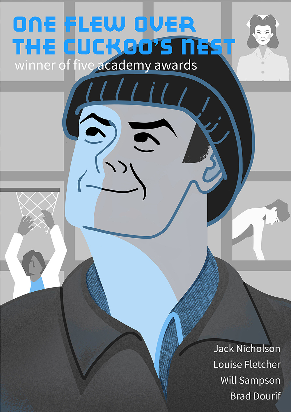 《飞越疯人院》插画海报