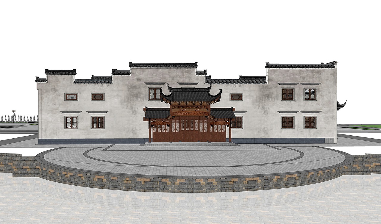 中式广场徽派宗祠SU模型下载（图ZMzcxMDIyMDEy） - 景观设计 - 站酷设计师素模网原创素材 - 站酷ZCOOL
