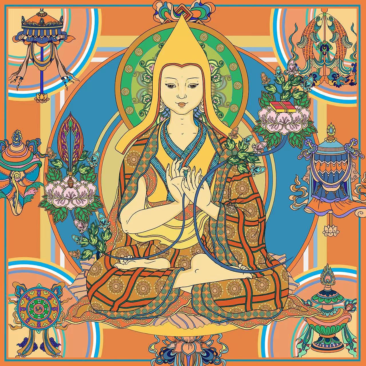 【唐卡风装饰插画】——宗喀巴