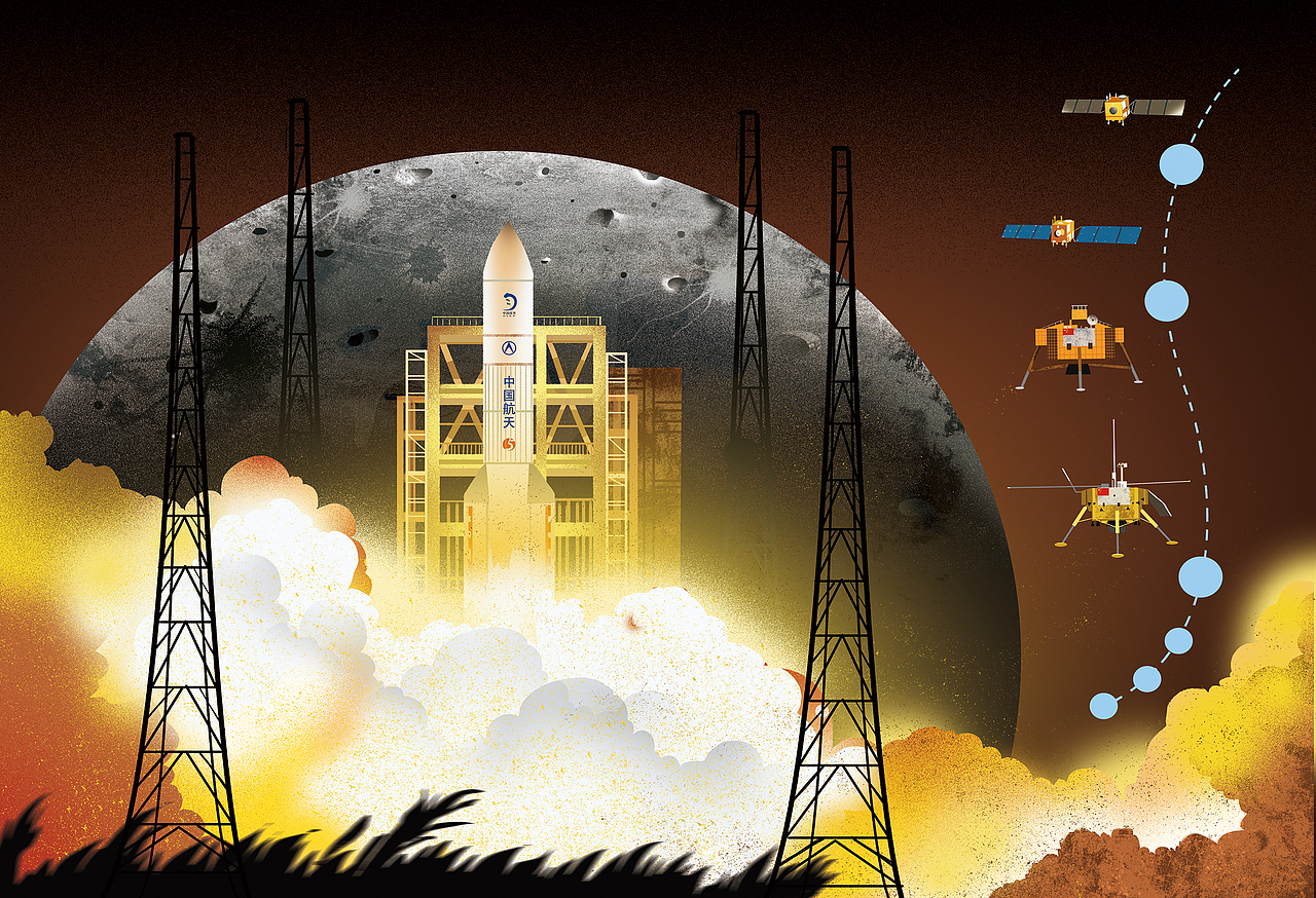 科普绘本-《嫦娥探月回来了》（图ZMzIwMDEwMDQ0） - 艺术插画 - 站酷设计师東山旭原创素材 - 站酷ZCOOL