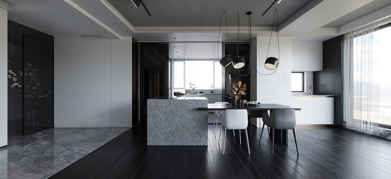 《镜像》简约 黑与白客餐厅