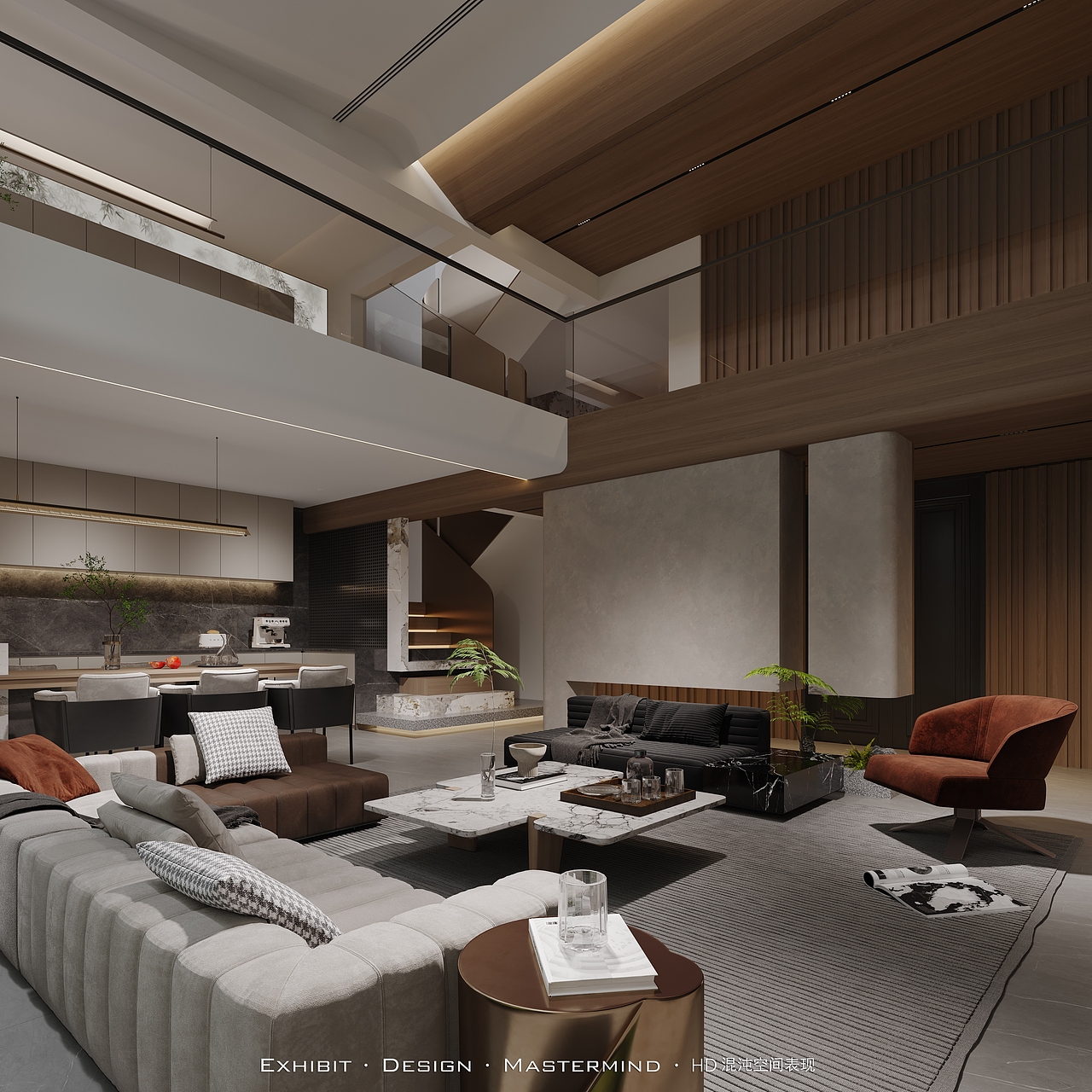 港式轻奢 挑空别墅客餐厅 X 混沌空间表现