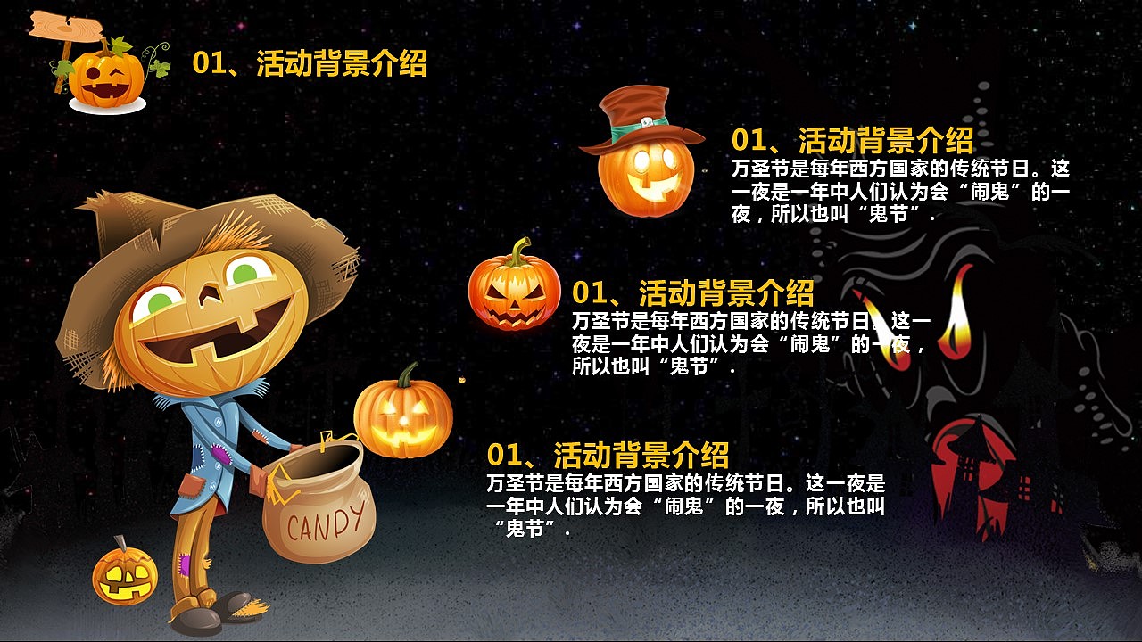 黑色创意万圣节活动策划营销方案PPT模板