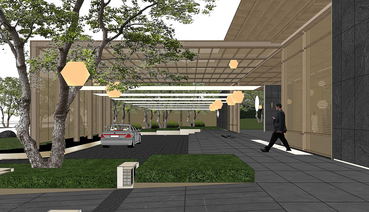 华润锦江悦府示范区景观SU模型下载