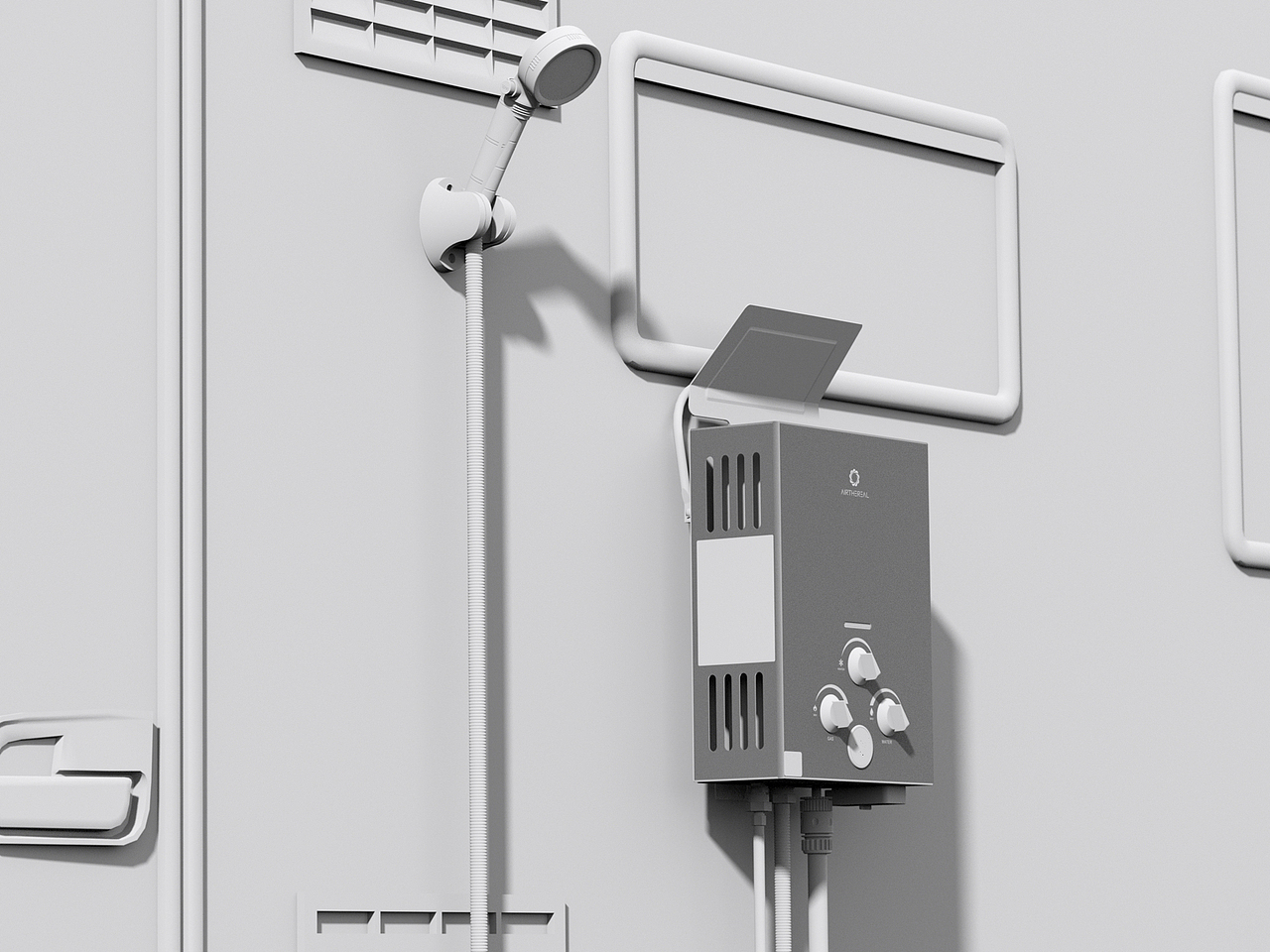 户外热水器场景渲染