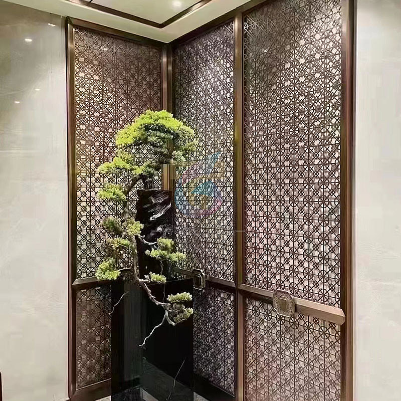 酒店大堂不锈钢屏风隔断格栅背景墙特攻金属厂家定制