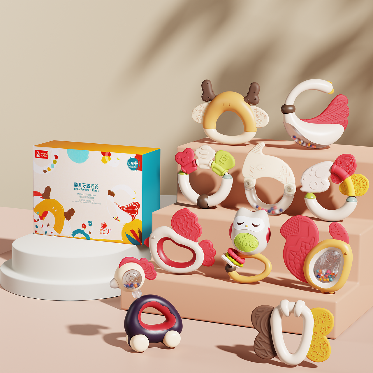 母婴-儿童手摇铃电商产品场景渲染