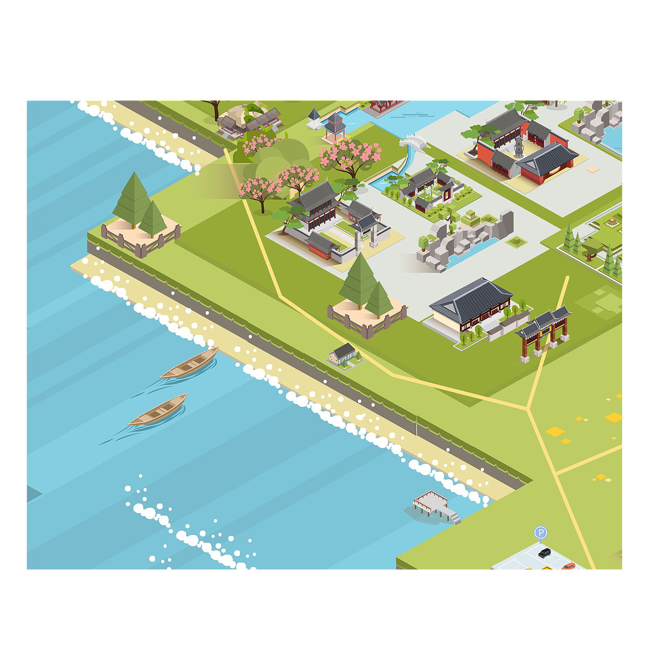 矢量地图立体建筑摘取部分景点（图ZMzA5ODE3OTQ0） - 宣传物料 - 站酷设计师狗哥初一原创素材 - 站酷ZCOOL