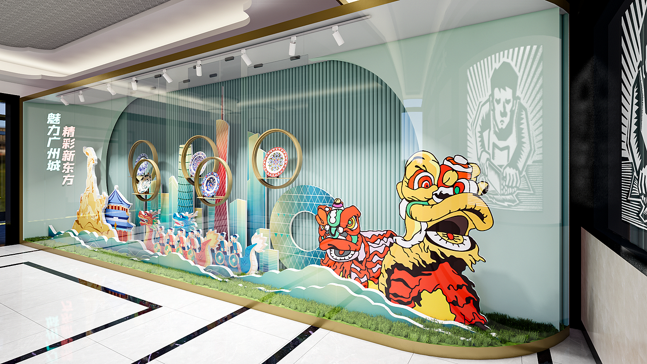 东方教育--广州特色文化橱窗设计