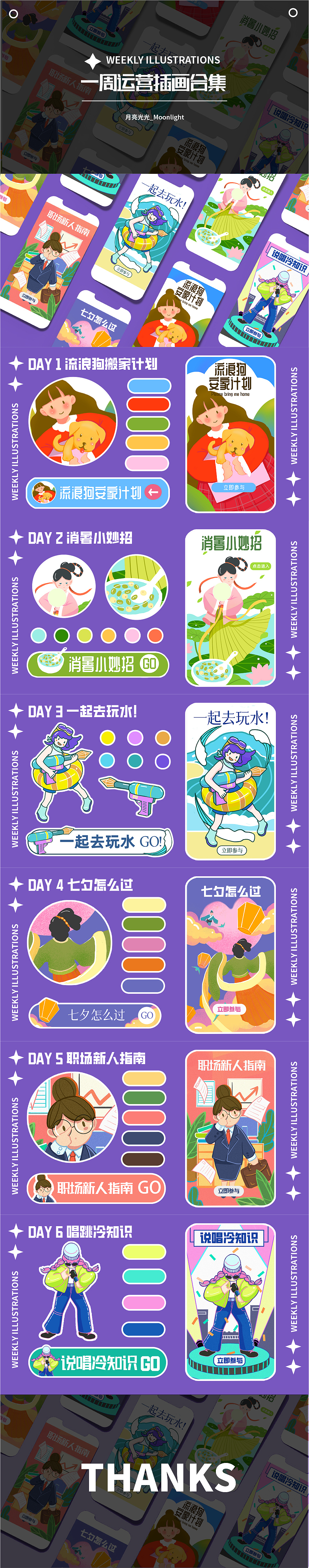 一周运营插画总结 Y园糖21天插画打卡（图ZMzEzMDcwOTc2） - Writing Exercises - 站酷设计师月亮光光原创素材 - 站酷ZCOOL