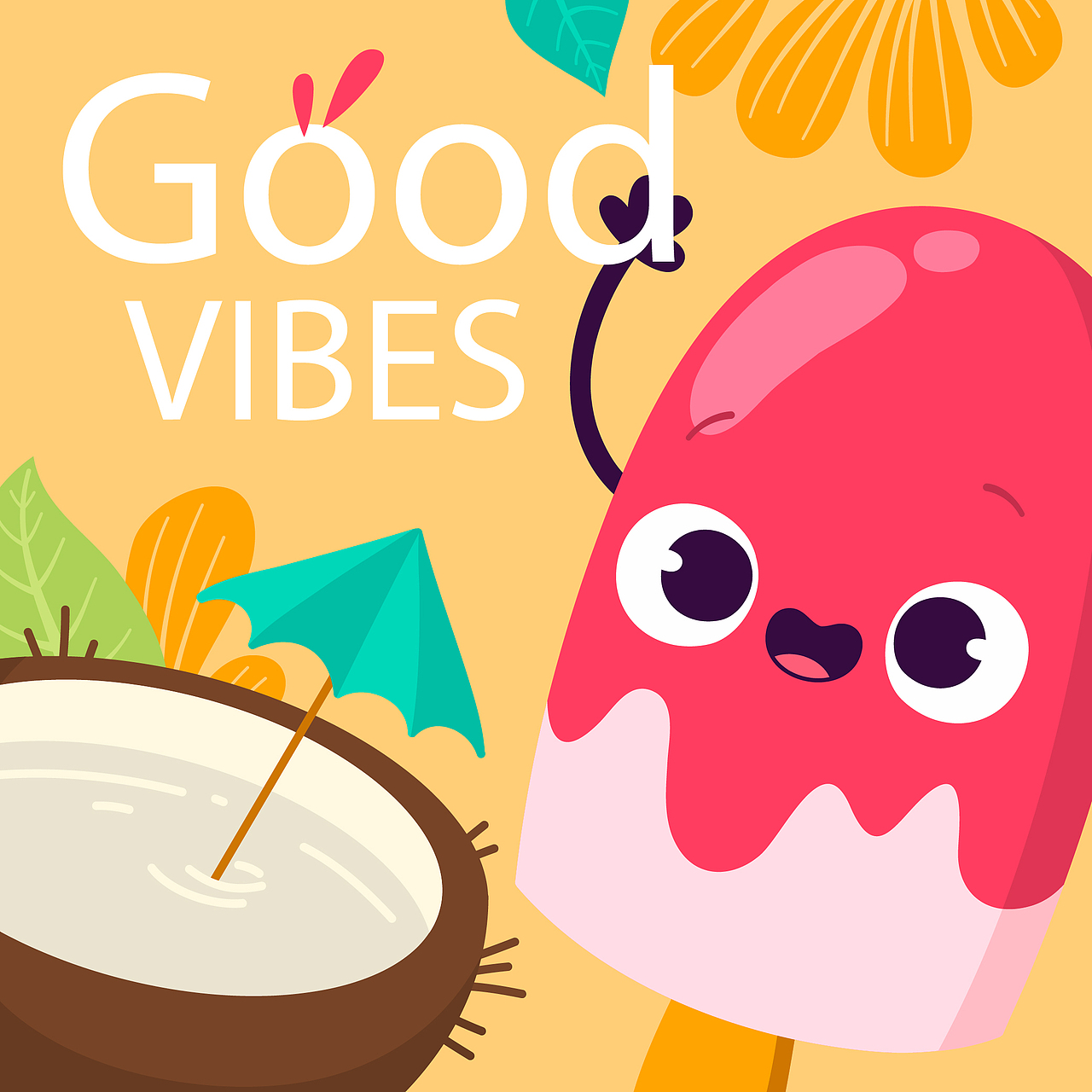 可爱拟人化水果矢量场景插画