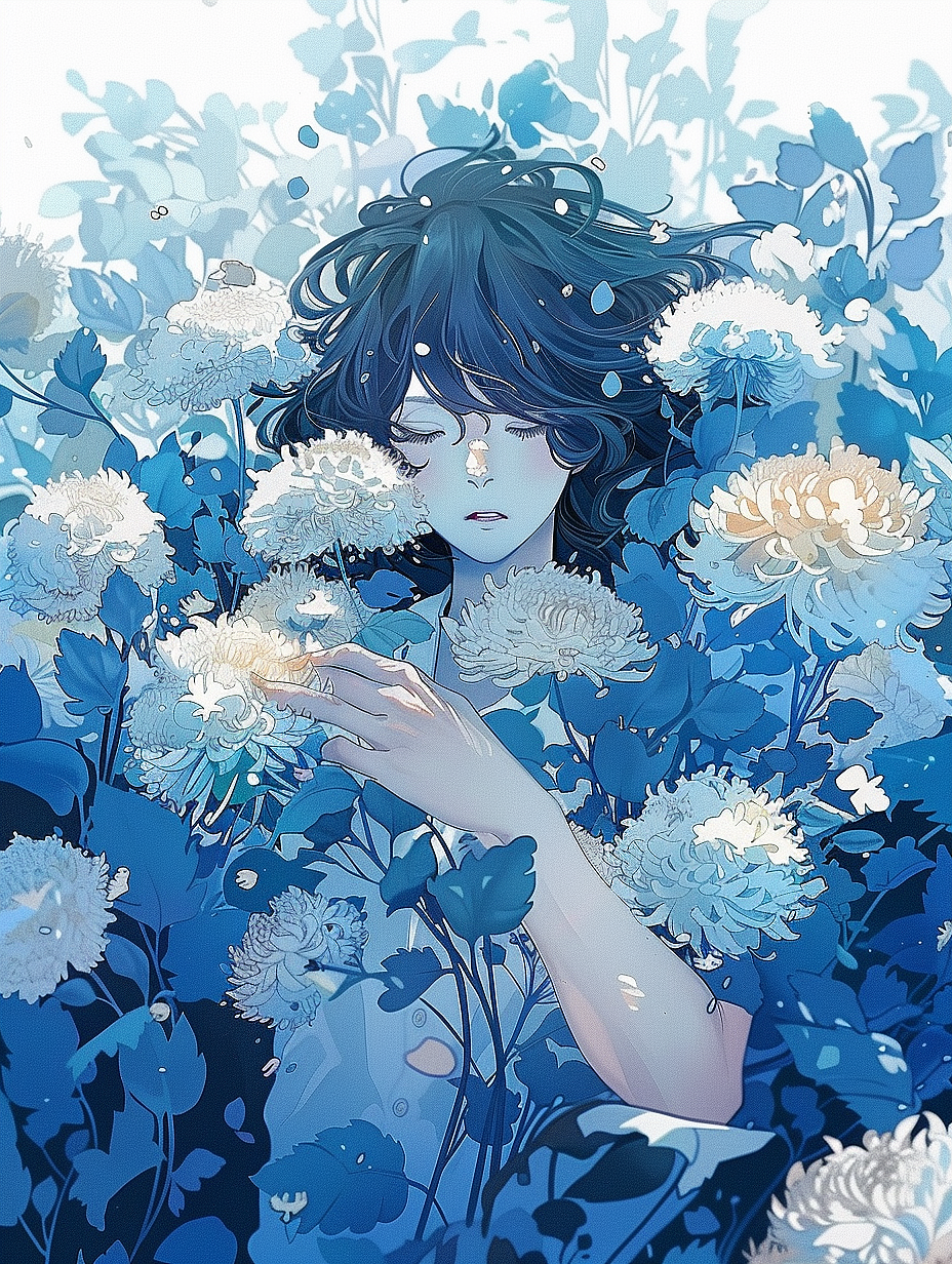 Midjourney|梦幻插画·身处花海的女孩