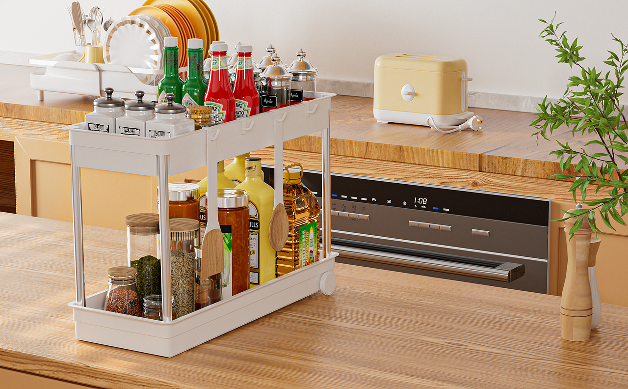 厨房置物架渲染