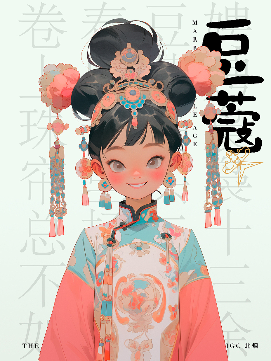 AIGC创意古装青春女孩插画——《豆蔻年华》