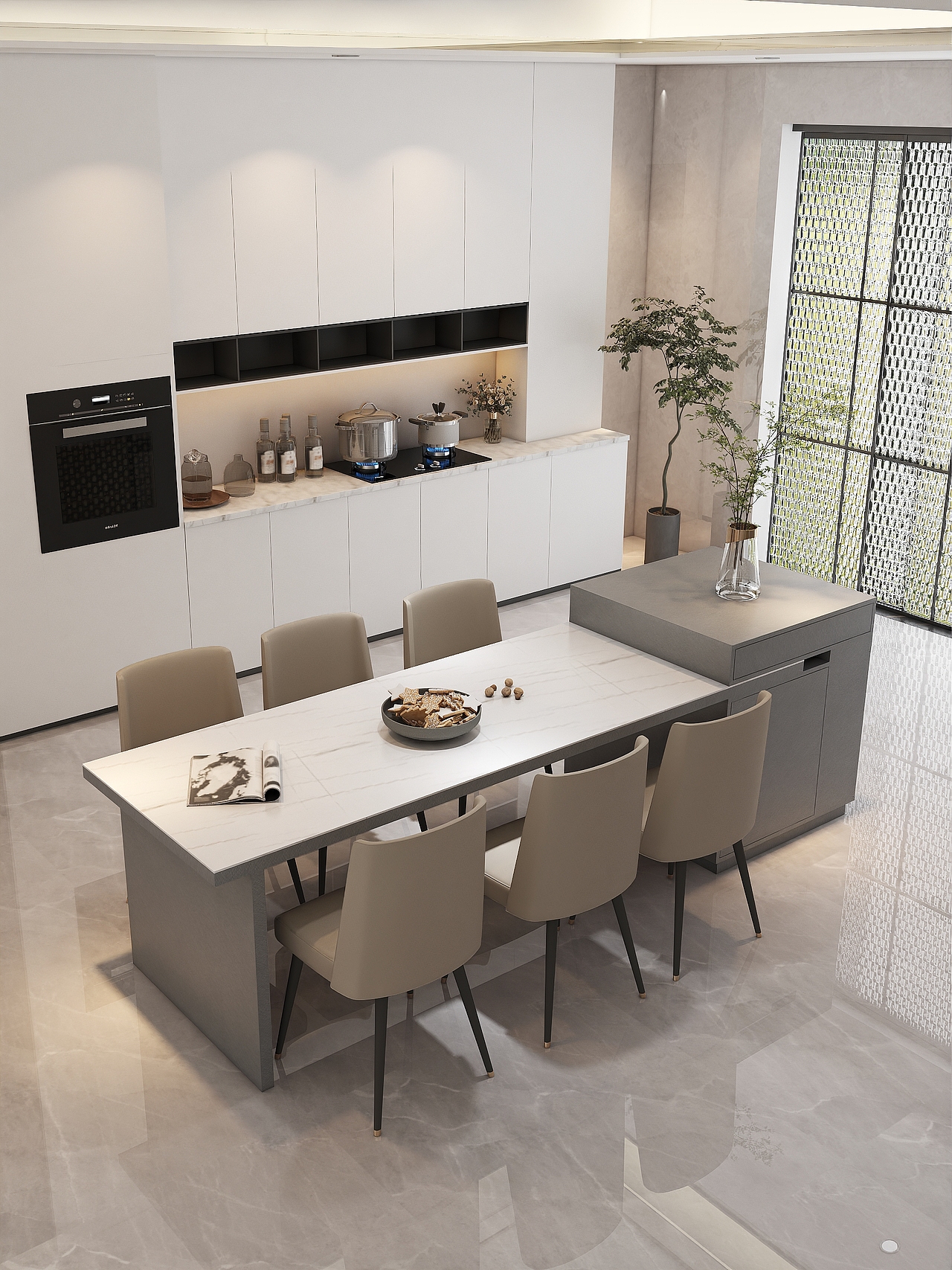 家具成品效果图-伸缩岛台