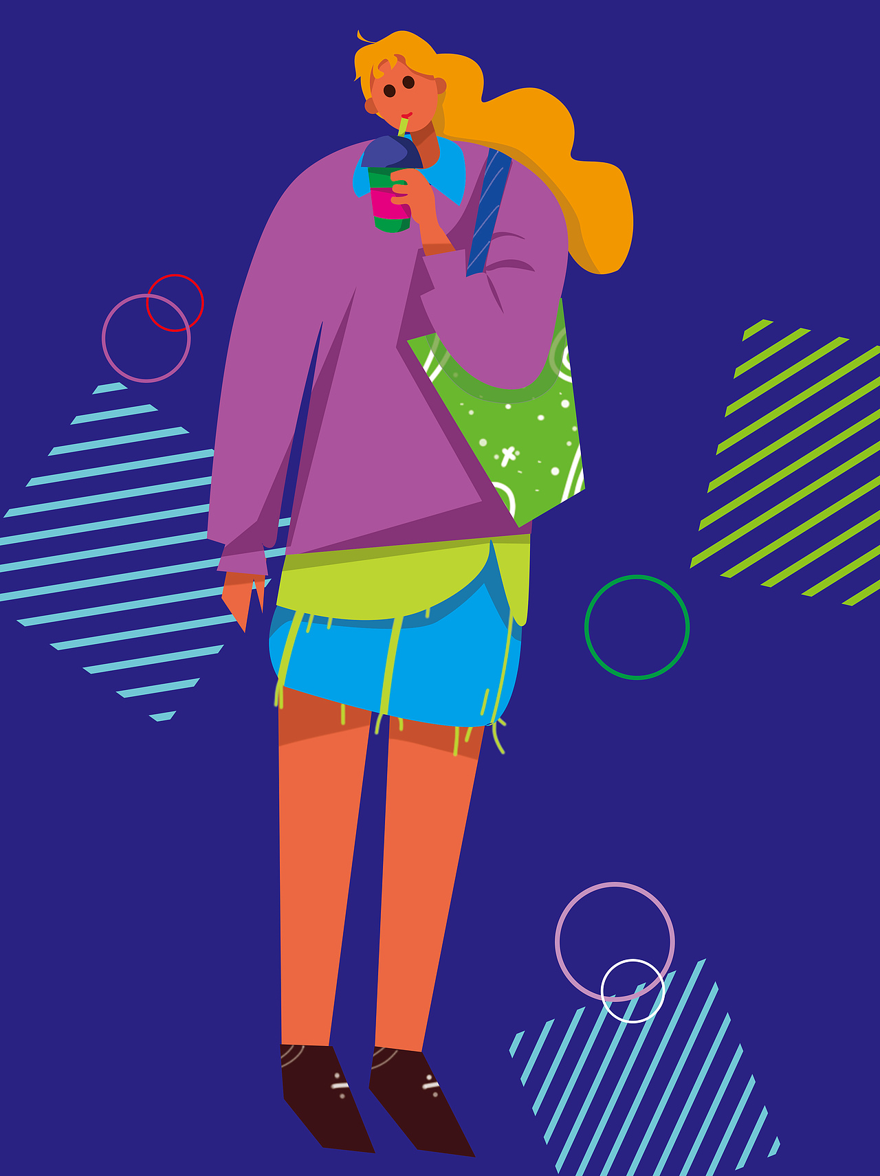 复古风人物插画练习（图ZMzIyODk5NTQ0） - 商业插画 - 站酷设计师星辰浮光原创素材 - 站酷ZCOOL
