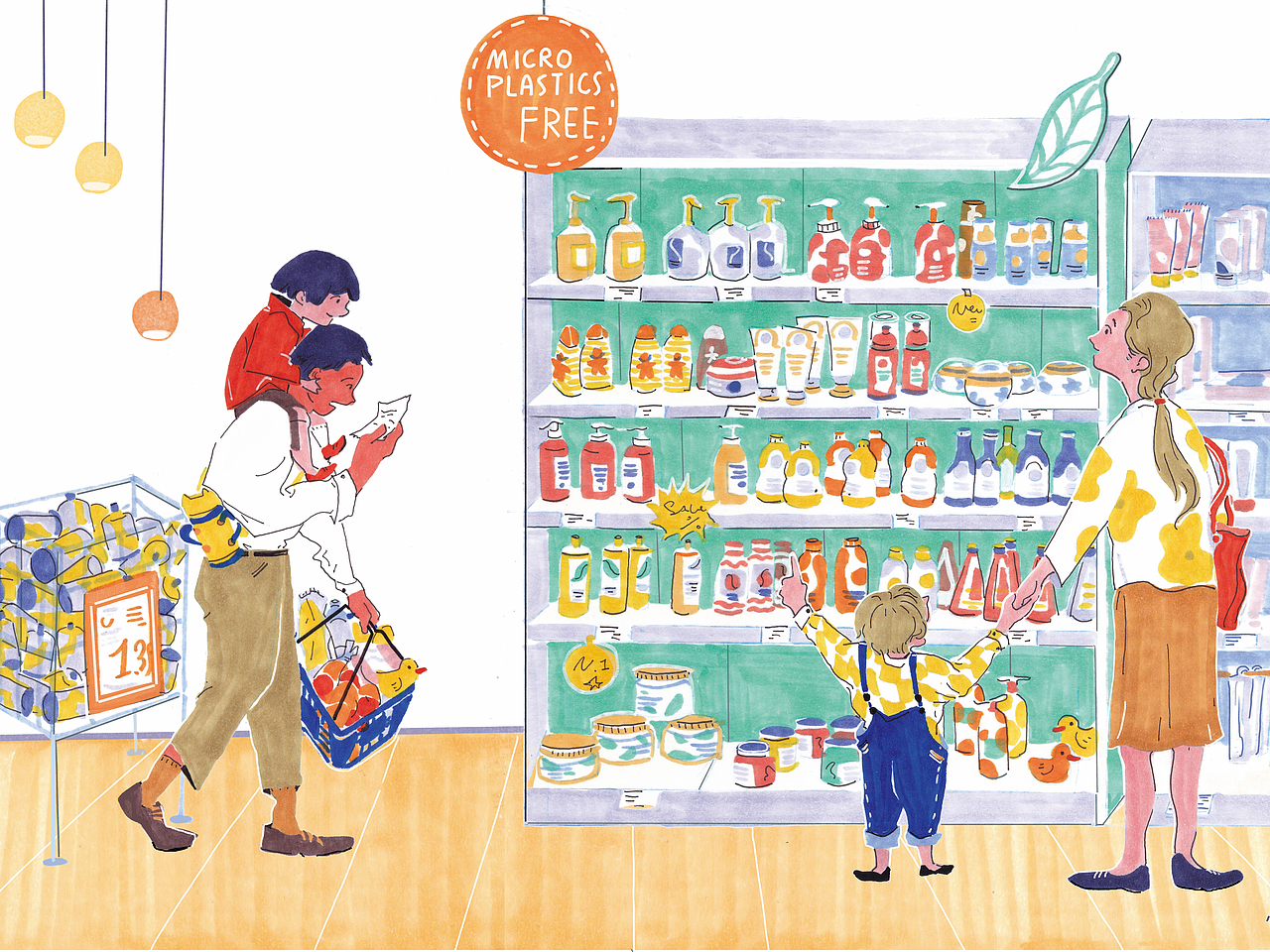 微塑料对海洋的危害普及-科学插画