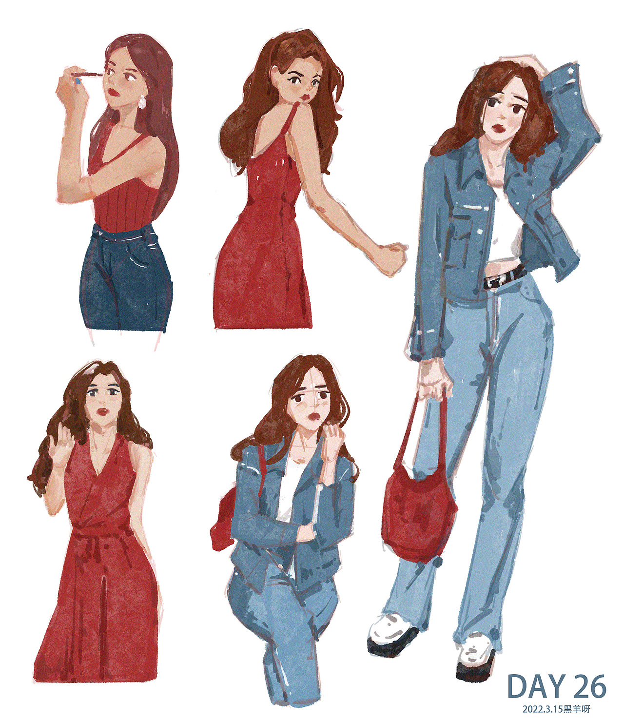 【人物隔日涂】26-50（图ZMjk5Nzg5OTIw） - 创作习作 - 站酷设计师黑羊呀原创素材 - 站酷ZCOOL