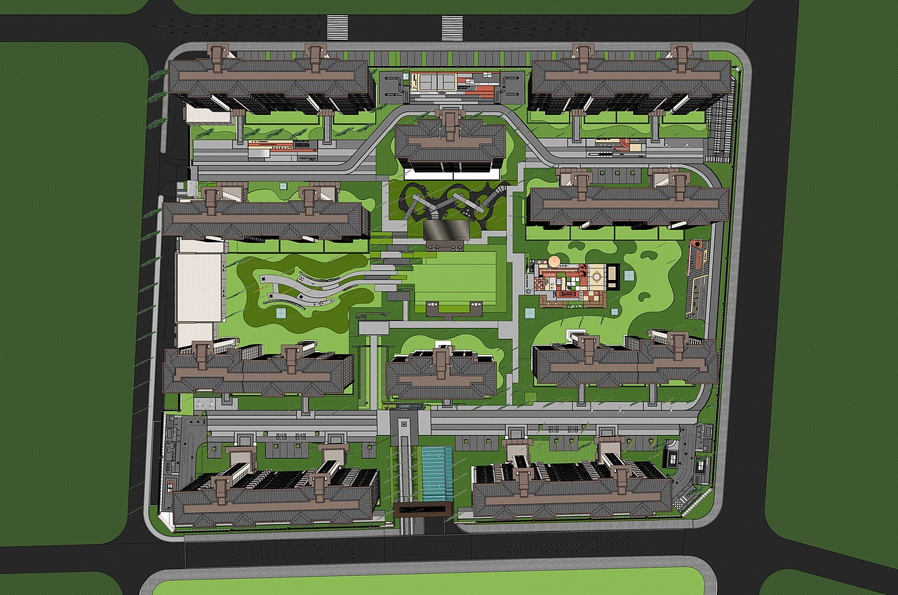 保利国璟院大区景观SU模型下载