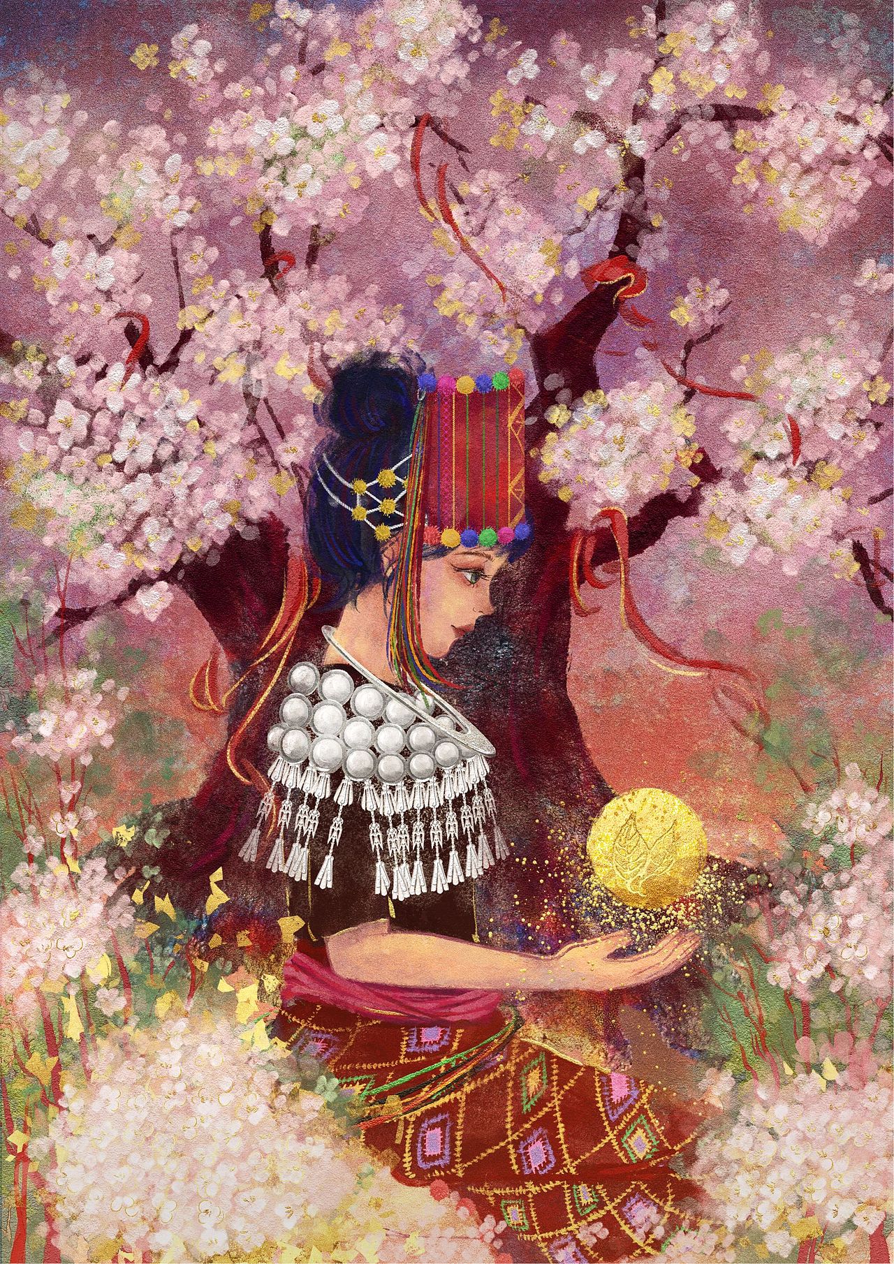 民族插画《喜结良缘》（图ZMzA0MjA3NzUy） - 艺术插画 - 站酷设计师鱼头泡饭饭原创素材 - 站酷ZCOOL