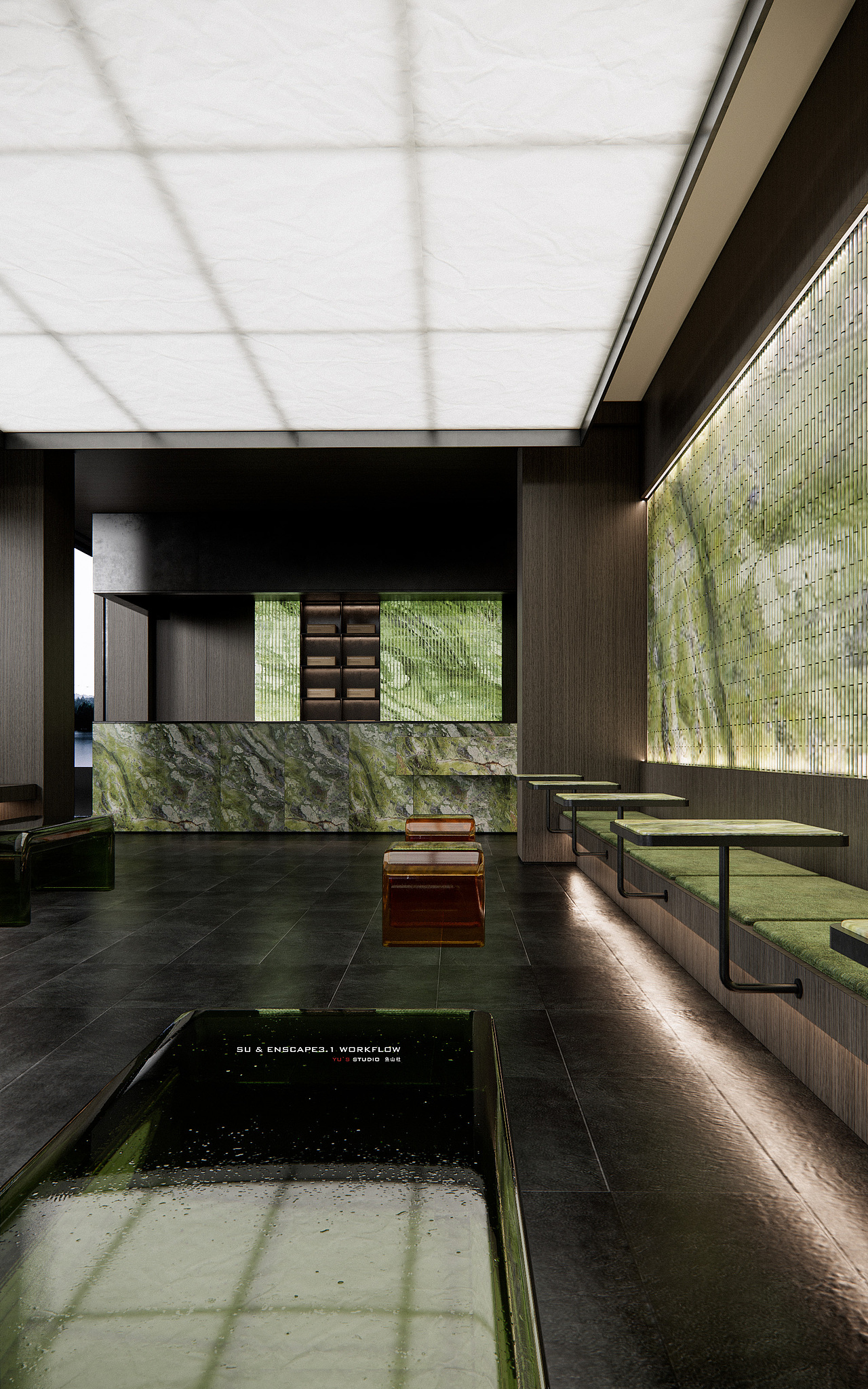 竹之茶 茶饮店设计SU-ENSPCAPE工作流