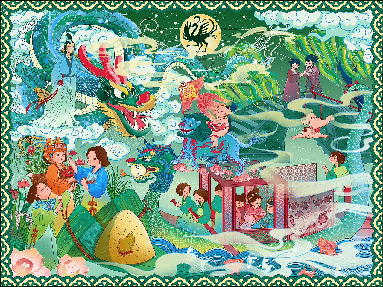端午节·端午安康（图ZMjk5OTIzOTU2） - 商业插画 - 站酷设计师鹿星河原创素材 - 站酷ZCOOL