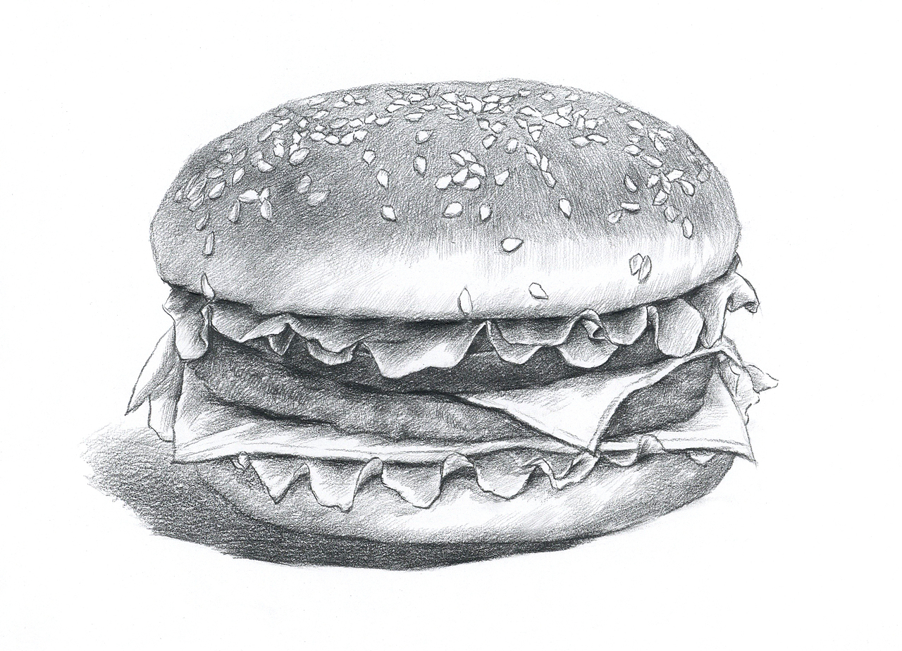 素描汉堡绘画步骤