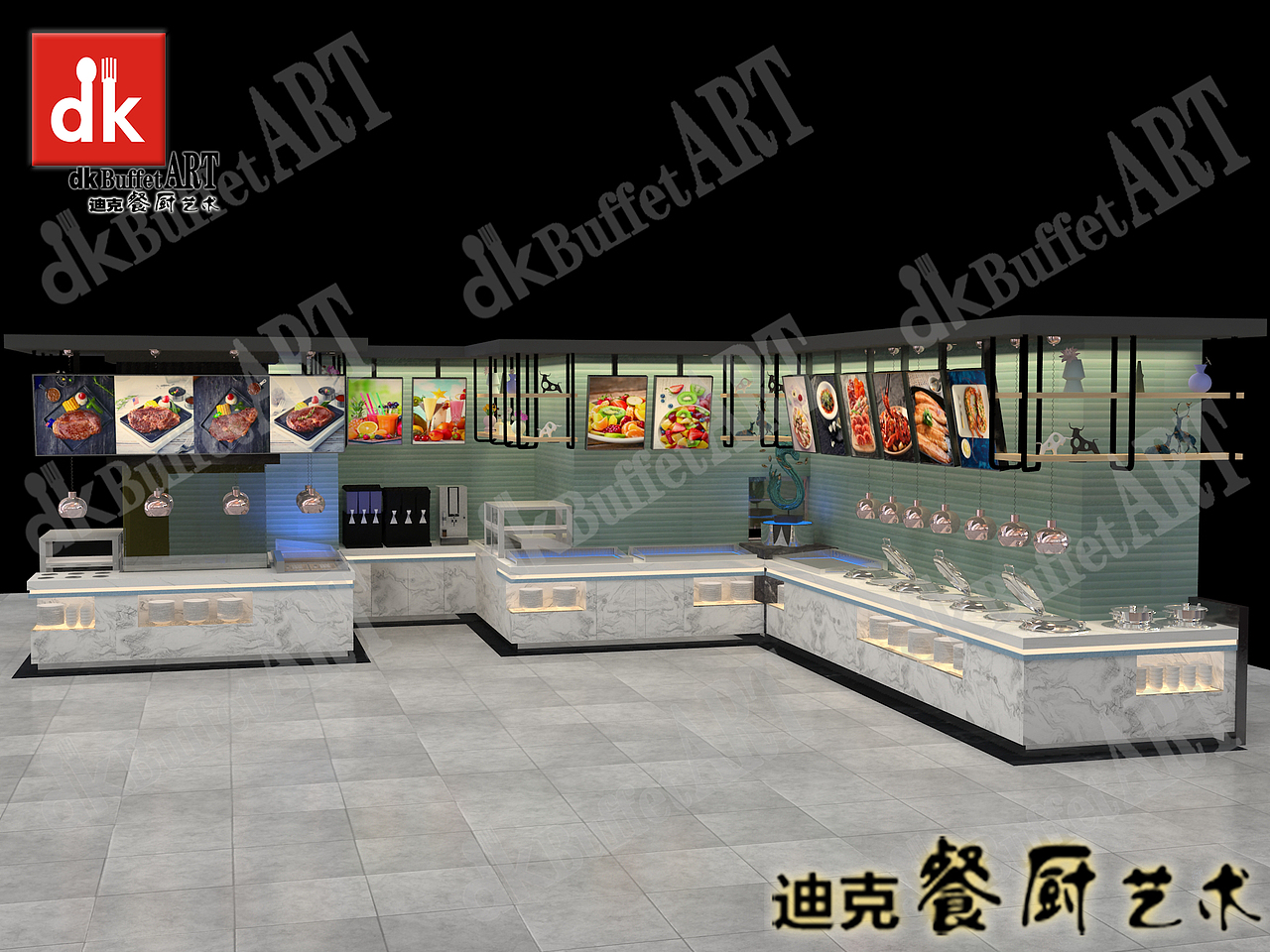 南京诺丁牛排餐厅自助餐台设计（图ZMzI0Nzk0MDAw） - 酒店餐饮设计 - 站酷设计师迪克餐台艺术设计原创素材 - 站酷ZCOOL