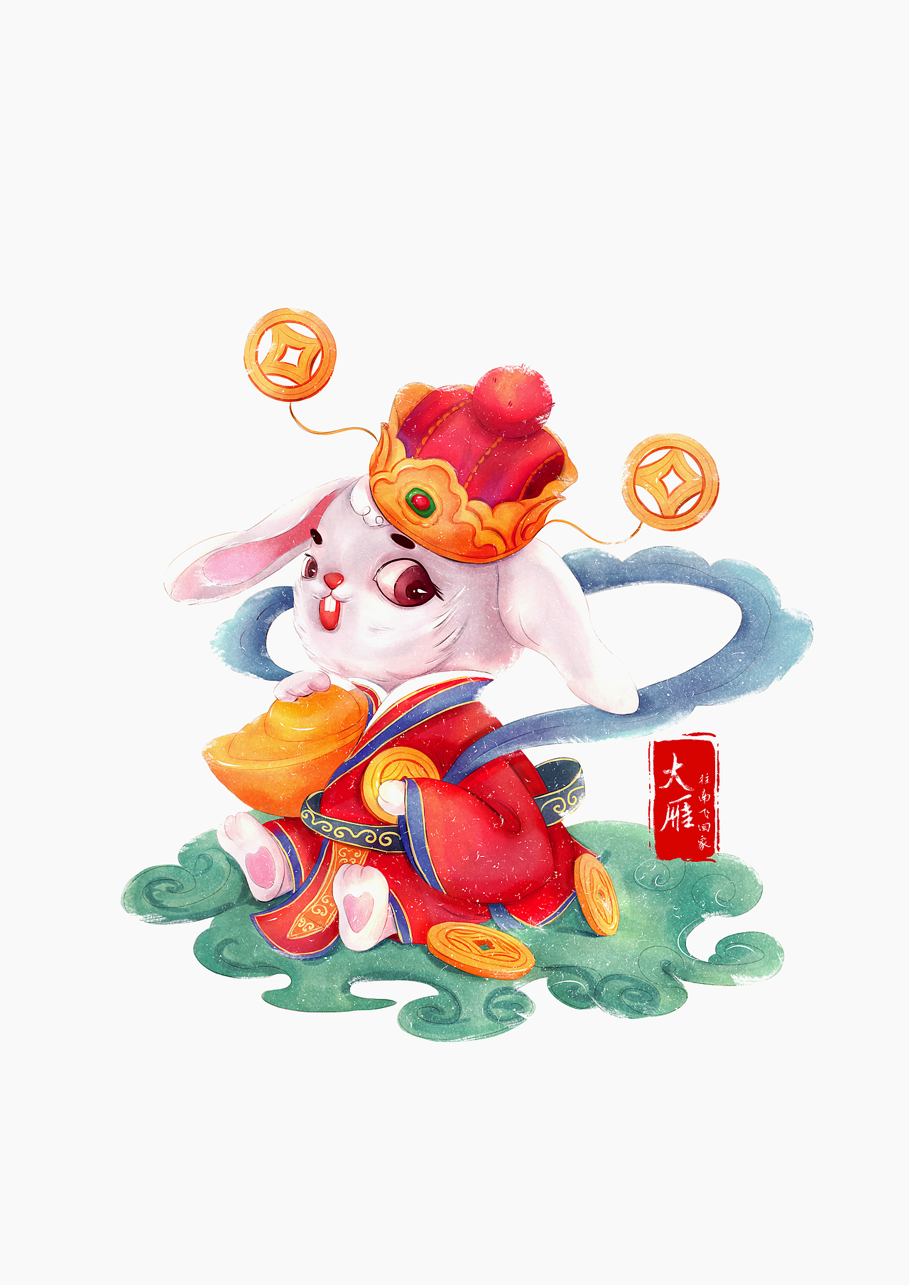 调皮兔财神（图ZMzI2NTE0NDEy） - 创作习作 - 站酷设计师大雁往南飞回家原创素材 - 站酷ZCOOL