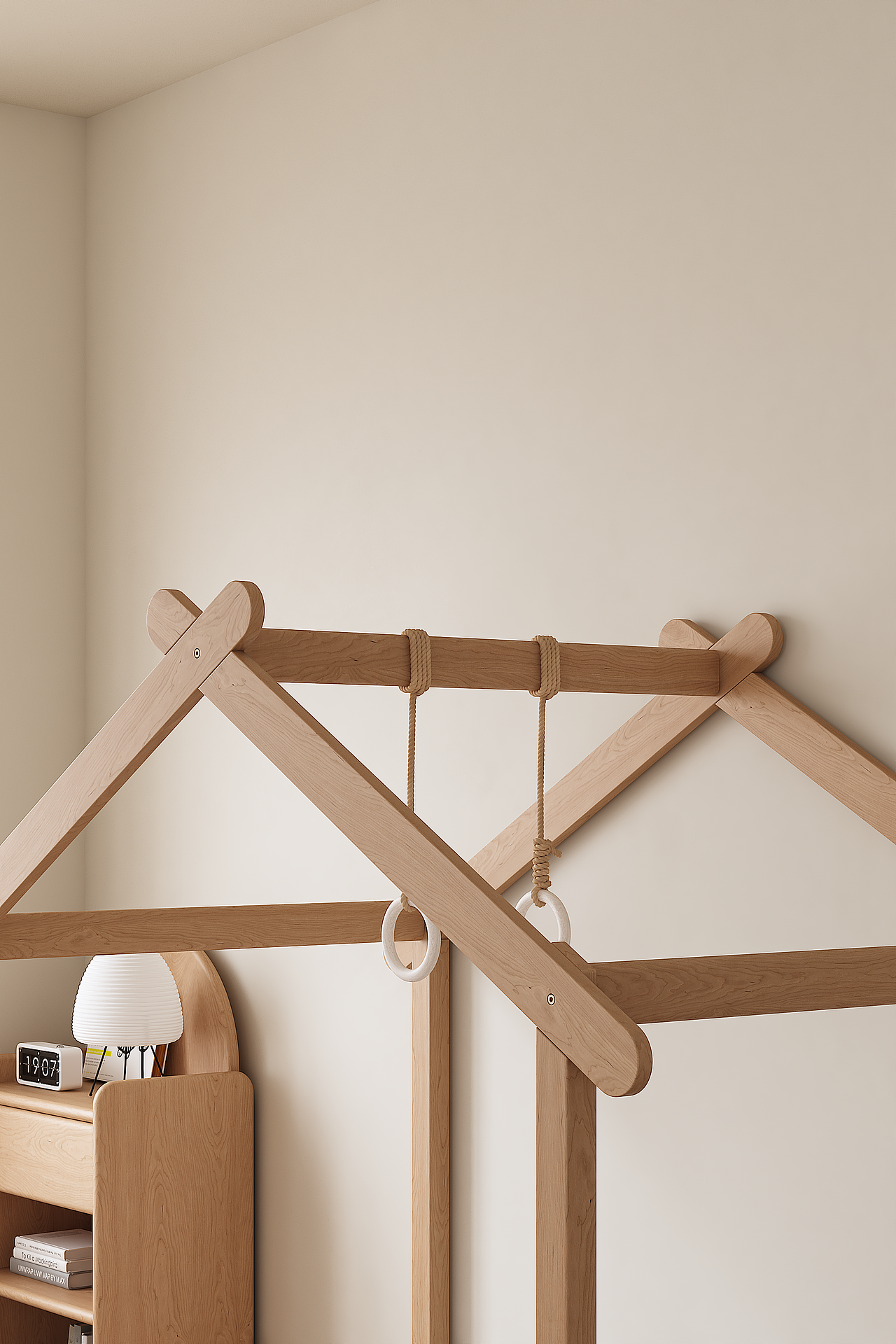 MAX/VR电商樱桃木儿童床渲染