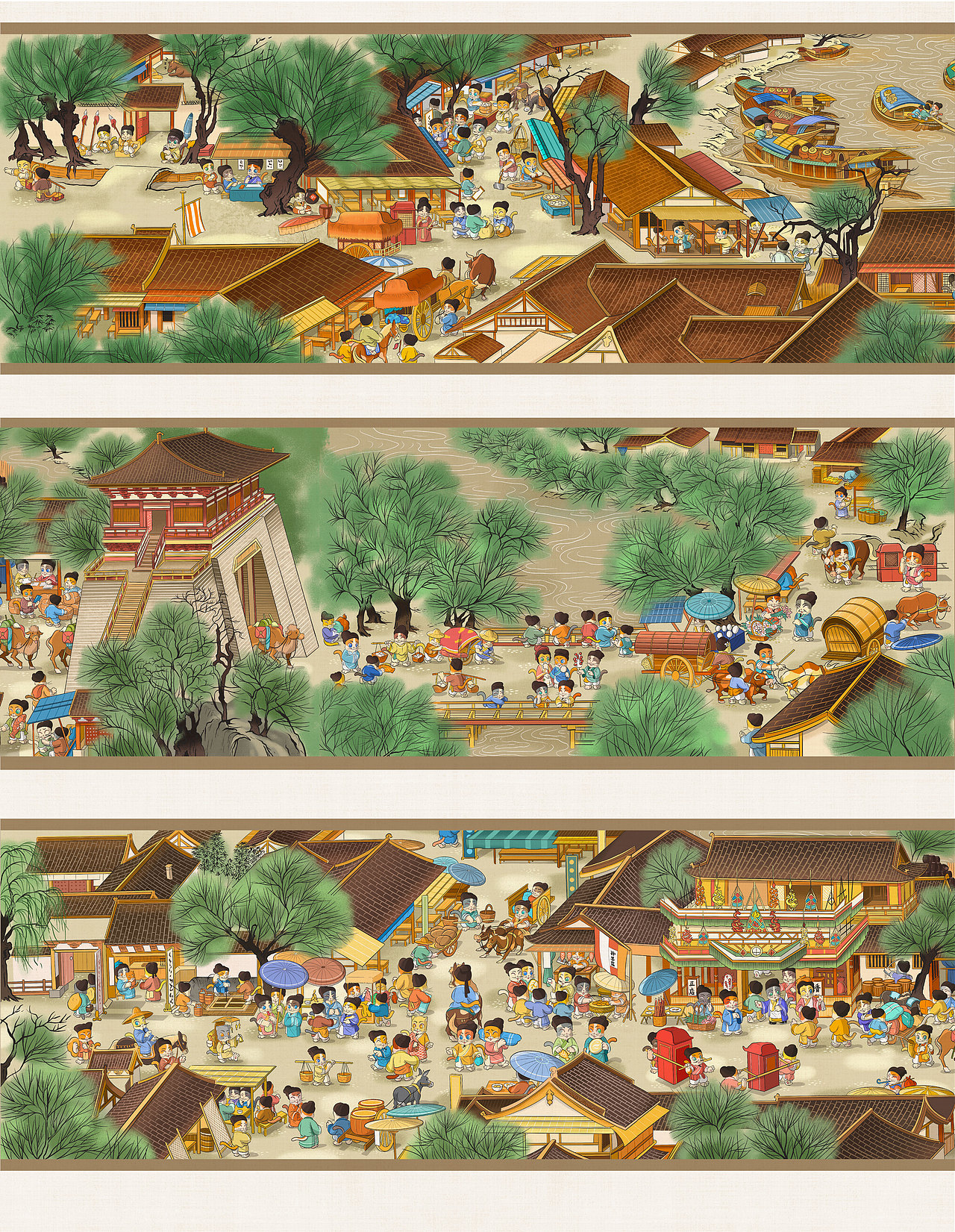 全卷版｜清喵上河图（图ZMzAzODkzODMy） - 商业插画 - 站酷设计师清喵原创素材 - 站酷ZCOOL