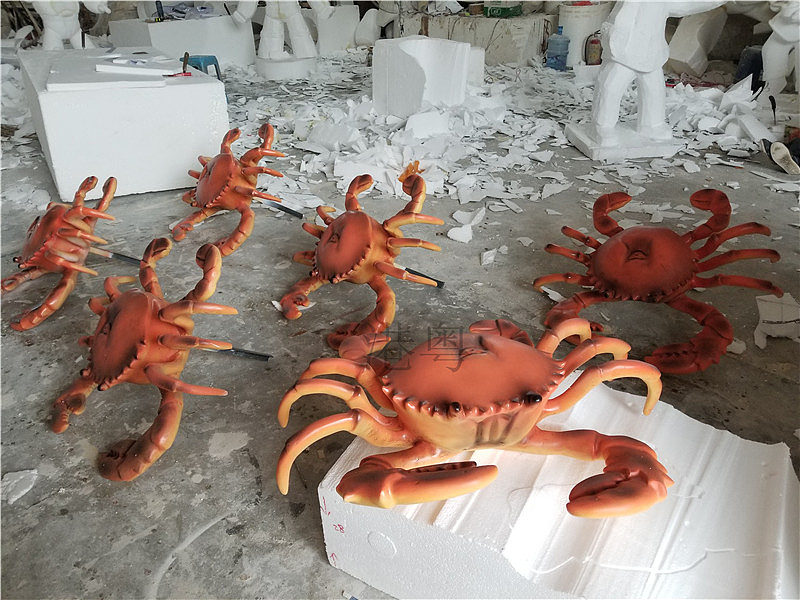 仿真螃蟹龙虾造型店铺招牌门头灯箱装饰玻璃钢雕塑壁挂