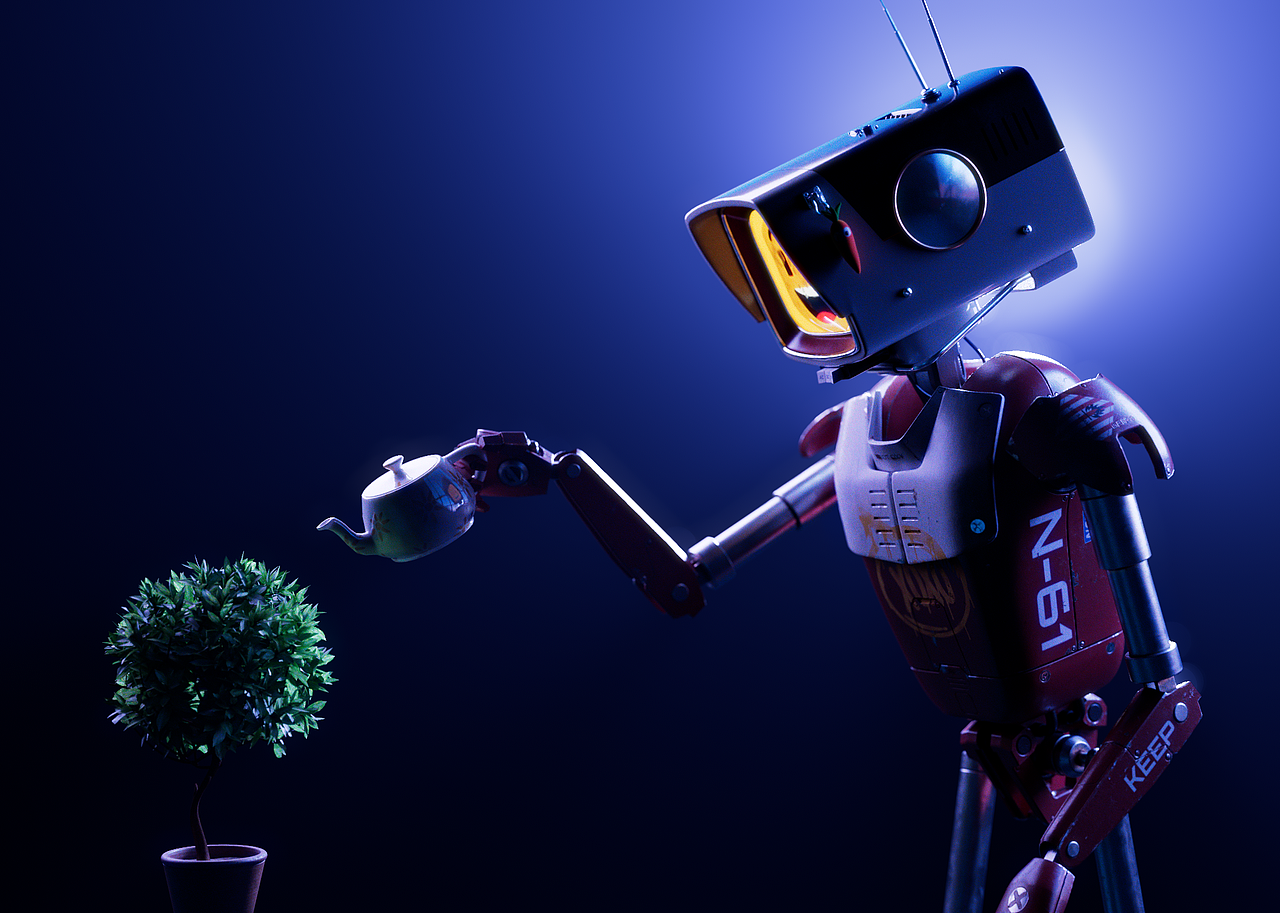 老电视机器人从新打光