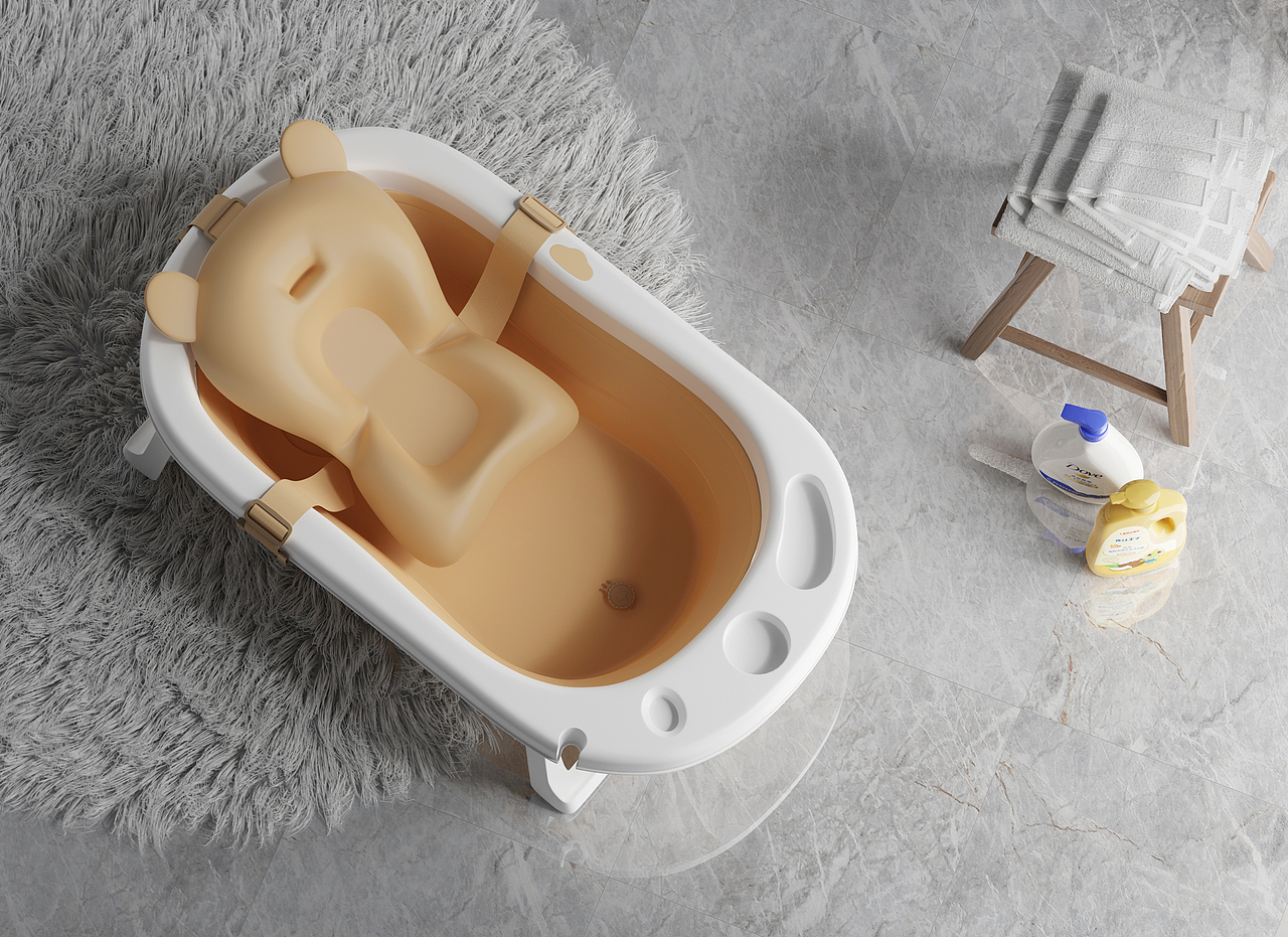 母婴类目儿童浴盆整套渲染