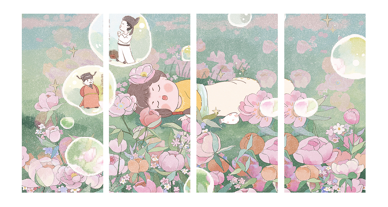 红楼梦-湘云醉卧（图ZMzA2OTQ3NjAw） - 商业插画 - 站酷设计师微微与画画原创素材 - 站酷ZCOOL