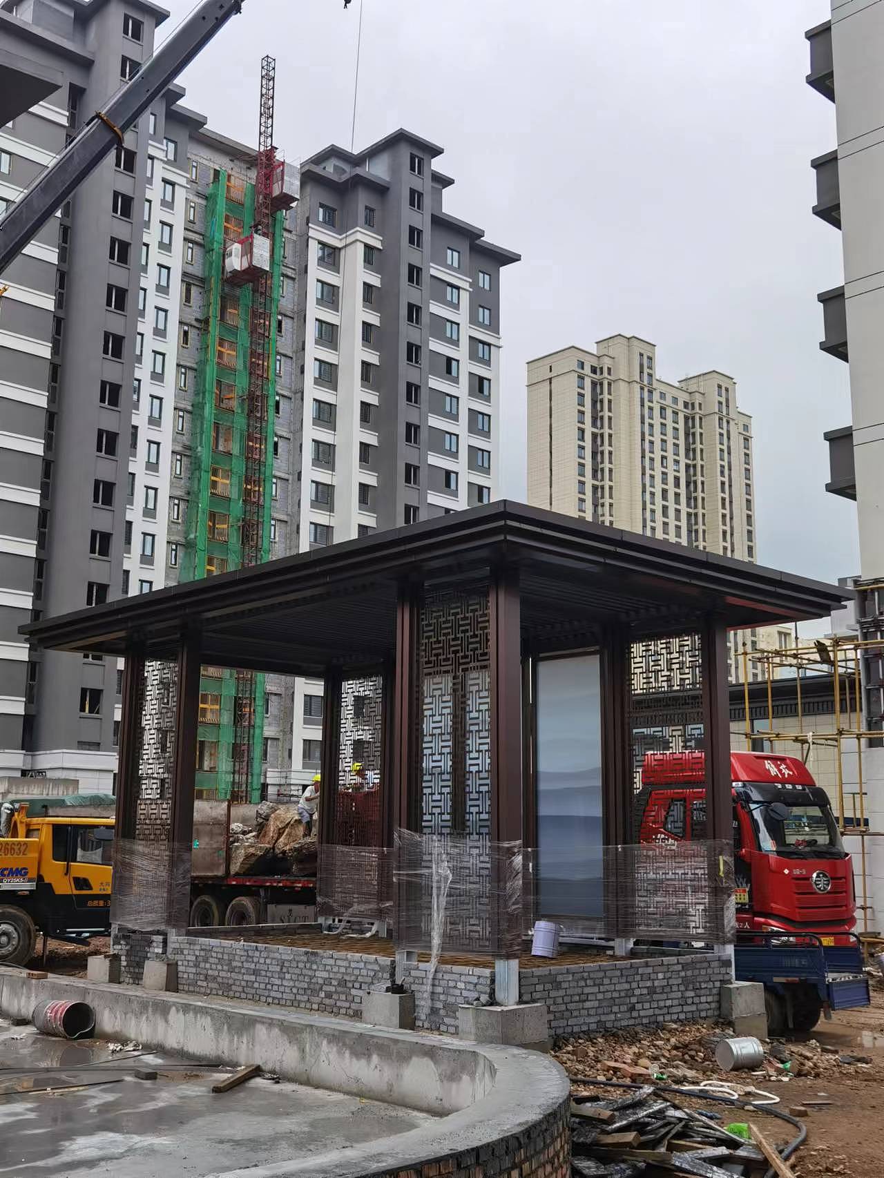 山西大同晋都府庭院中式不锈钢廊架