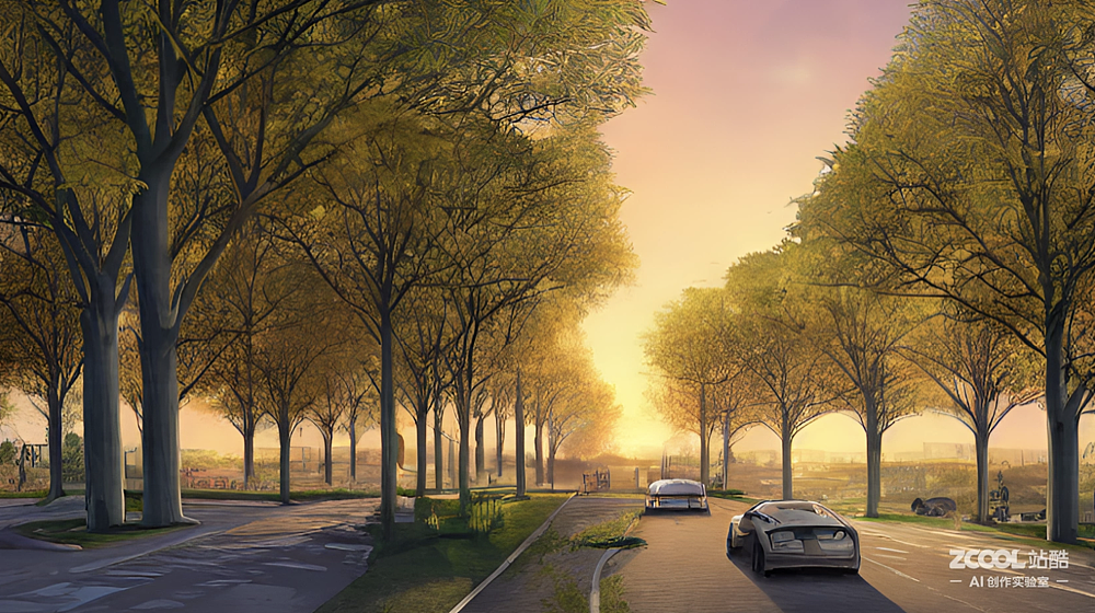 落日大道（图ZMzIyMDg0MTAw） - AI作品 - 站酷设计师自然选择号原创素材 - 站酷ZCOOL