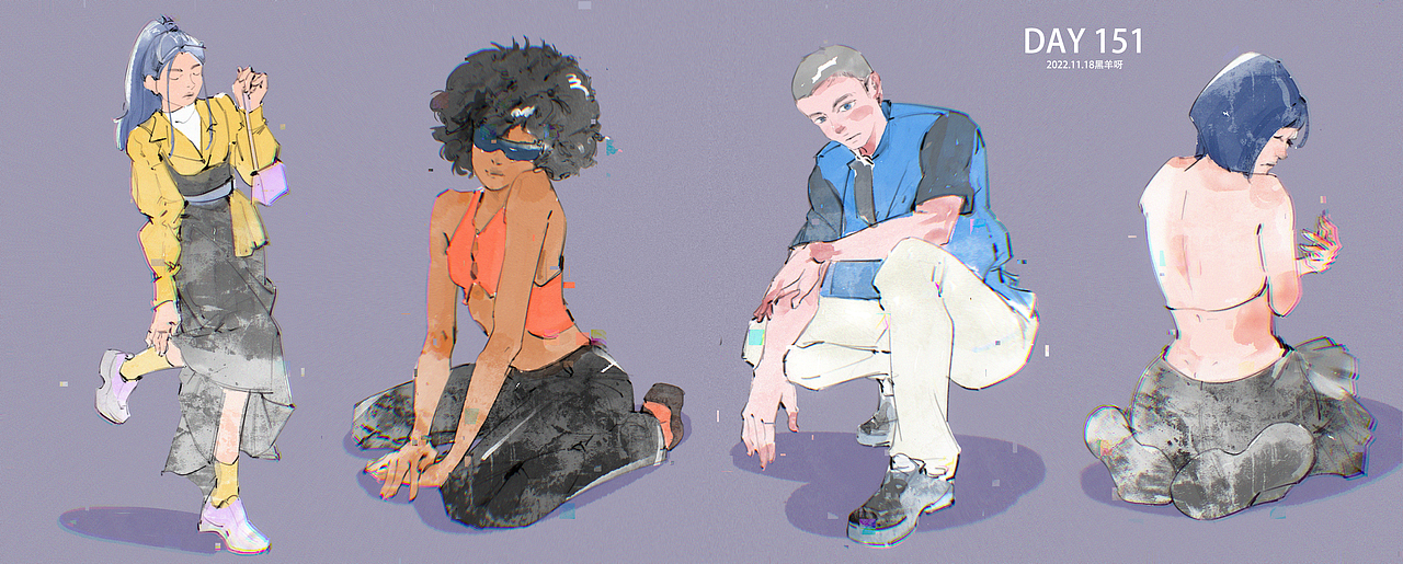 【人物隔日涂】101-172（图ZMzI2OTg5MzQ4） - 创作习作 - 站酷设计师黑羊呀原创素材 - 站酷ZCOOL