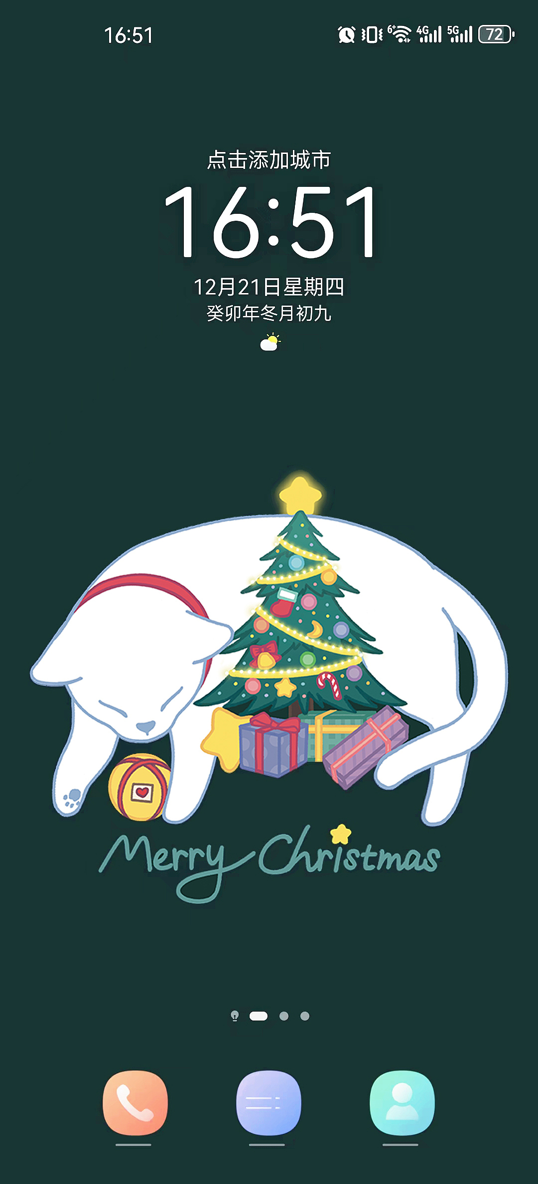 圣诞小白猫手机壁纸