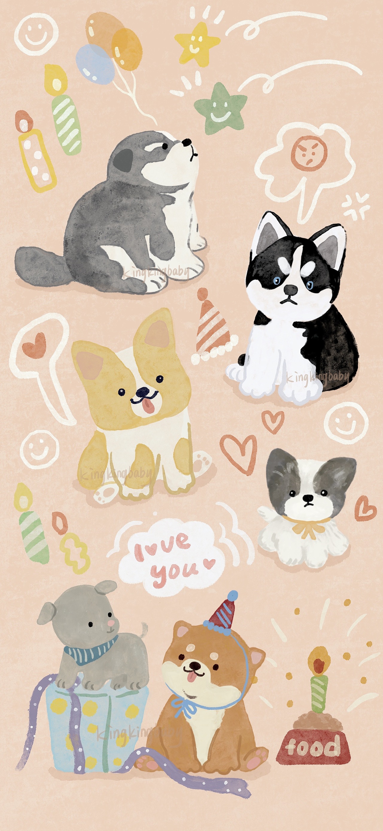 治愈系狗狗宝宝插画