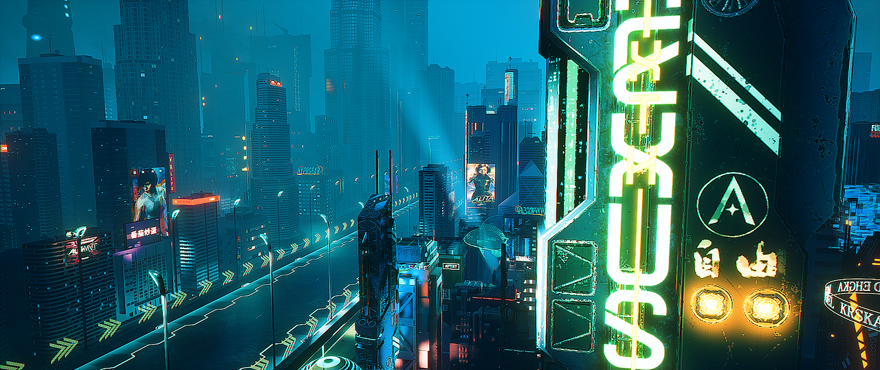 赛博之夜·激流_赛博朋克风格城市夜景_汽车追逐_Arkin（图ZMzU4NTc0MjY0） - 场景 - 站酷设计师ArkinDesign原创素材 - 站酷ZCOOL