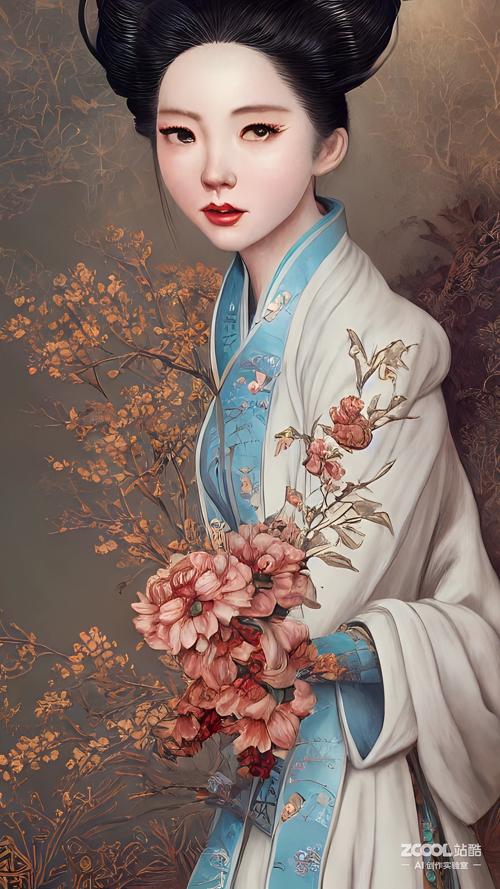 #AI创作实验室#【汉服】【油画X中国画】（图ZMzIxNDM0MTcy） - AI作品 - 站酷设计师xingceng2号原创素材 - 站酷ZCOOL