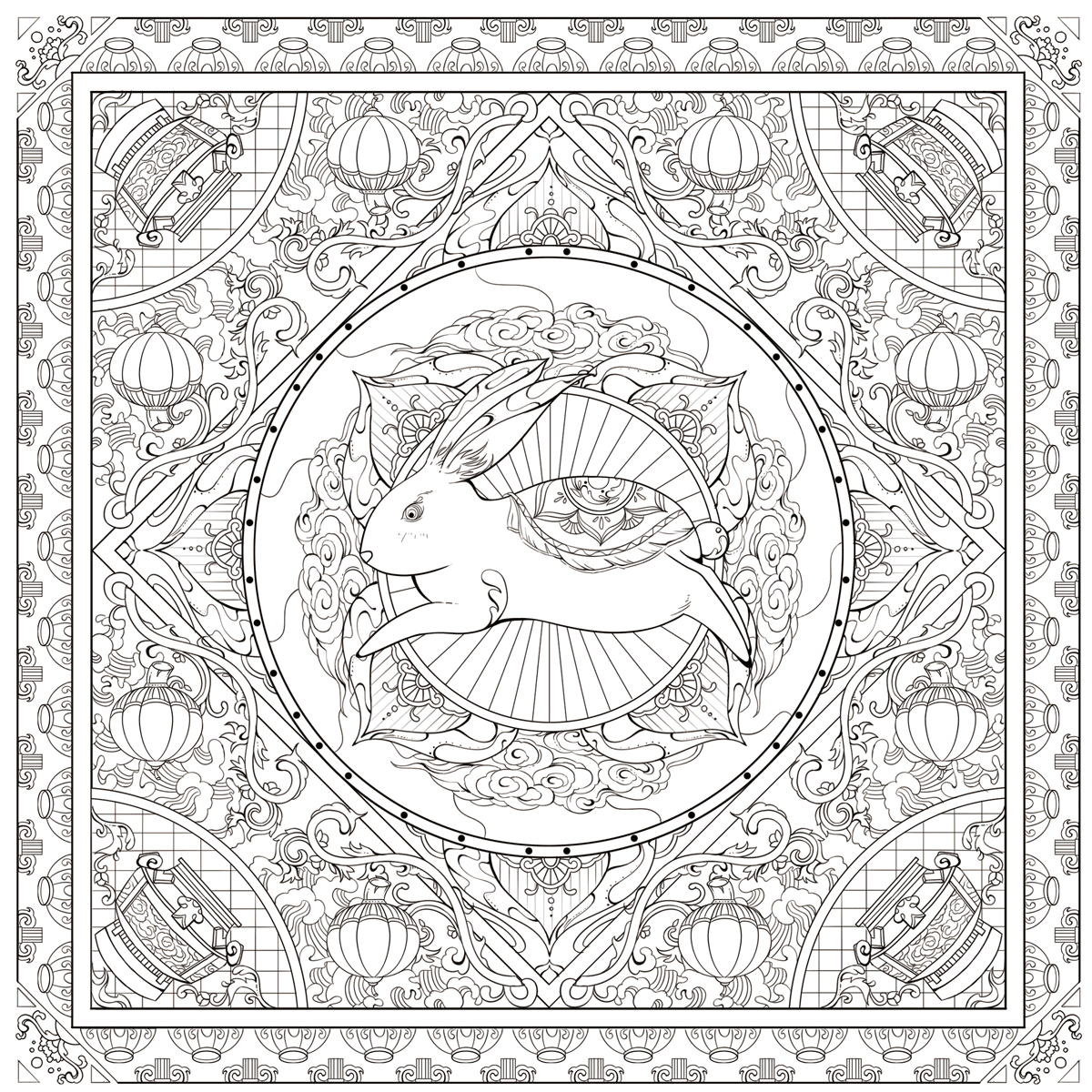 2023兔年插画 丝巾图案设计(图ZMzIxODgzNTY4) - 商业插画 - 站酷设计师橙一XD原创素材 - 站酷ZCOOL